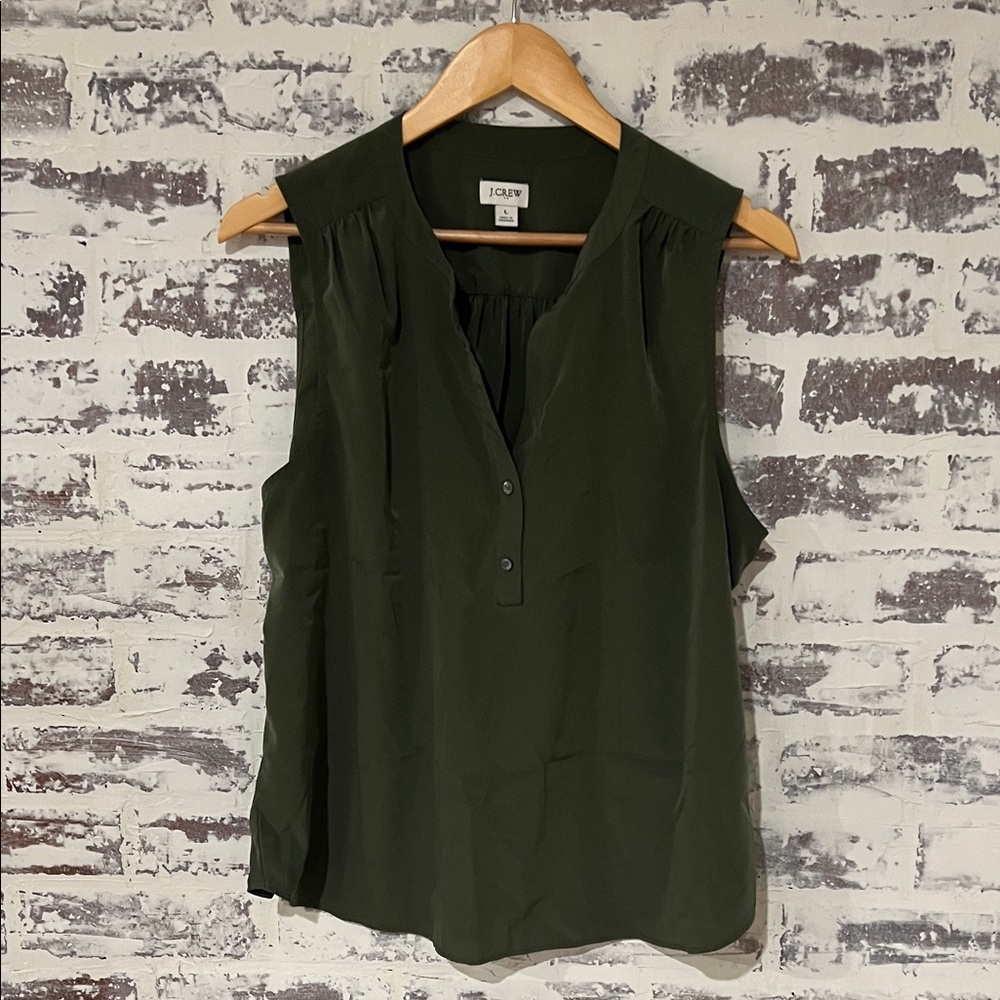 JCrew Forest Green Buttoned Blouse